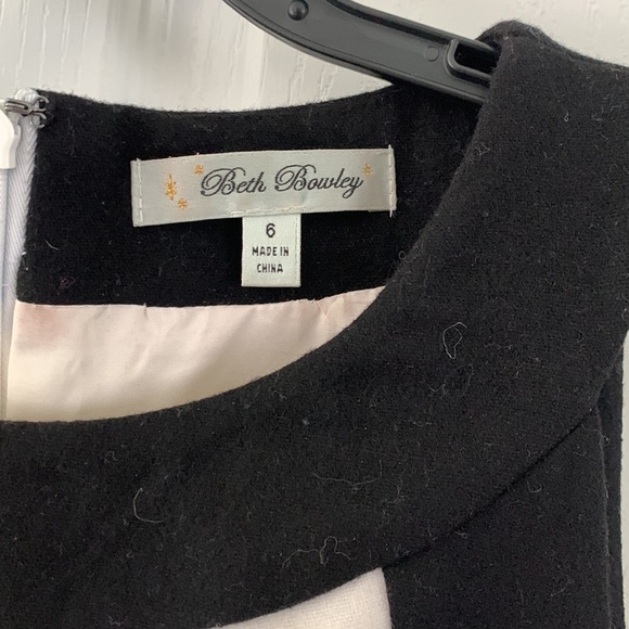 Anthropologie Beth Bowley two tones‎ color block dress size 6 wool beige black - Picture 2 of 9